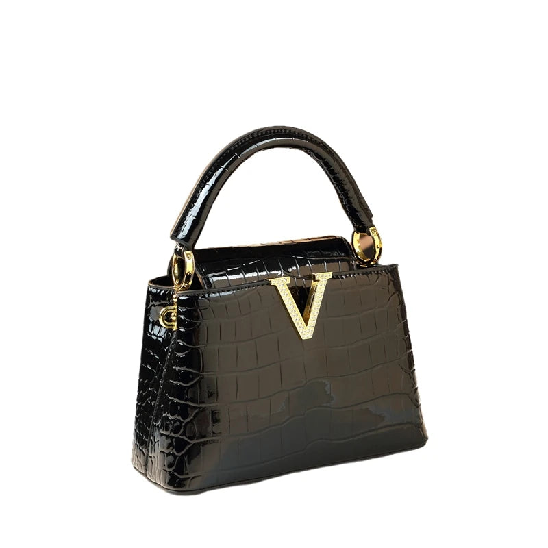 2025 New Crocodile Pattern Leather Women Handbags Luxury Fashion Small Shoulder Messenger Bag Portable Crossbody Shell Bags
