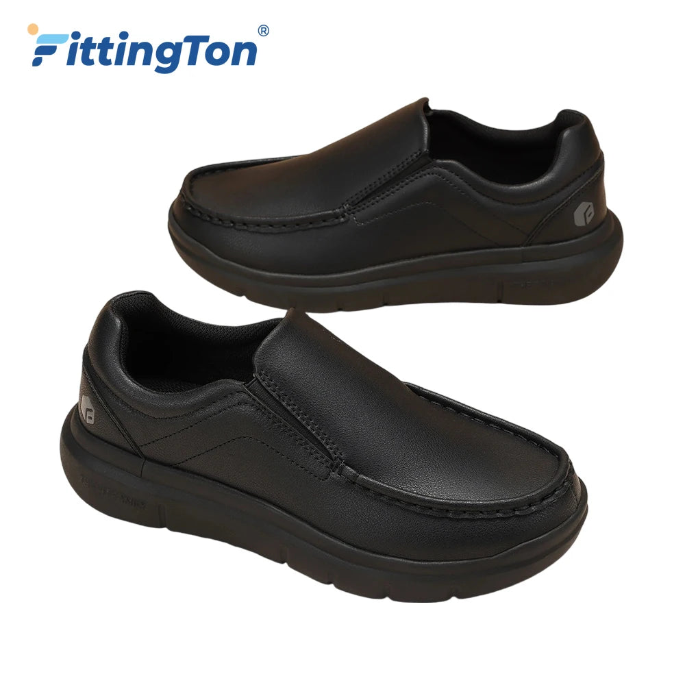 Men'S Slip-On Casual Business Shoes Leather Shoe Wide Width 2E Lightweight For Swollen Feet With Arch Support Pain Relief