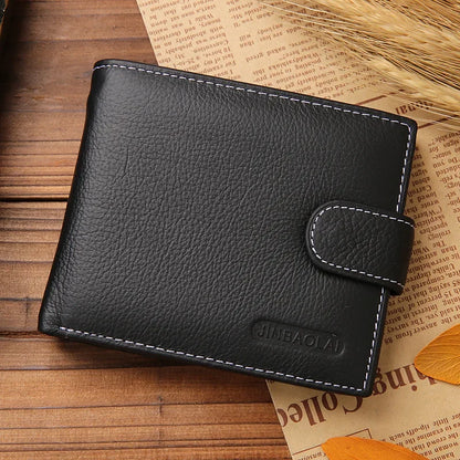 Genuine Leather Men Wallets Premium Product Real Cowhide Wallets for Man Short Black Walet Portefeuille Homme