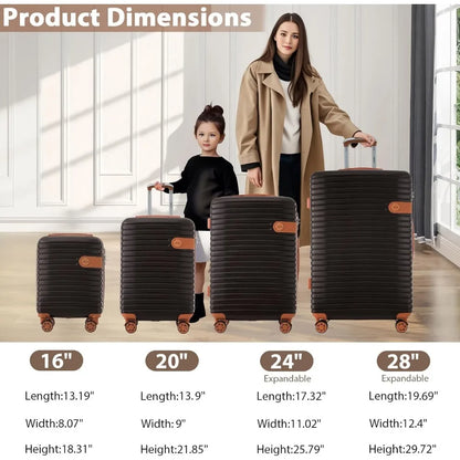 Merax Hardshell Luggage Sets 4 piece Lightweight Suitcases With Wheels TSA Lock Expandable (only 24”/28”) ABS Large Luggage set
