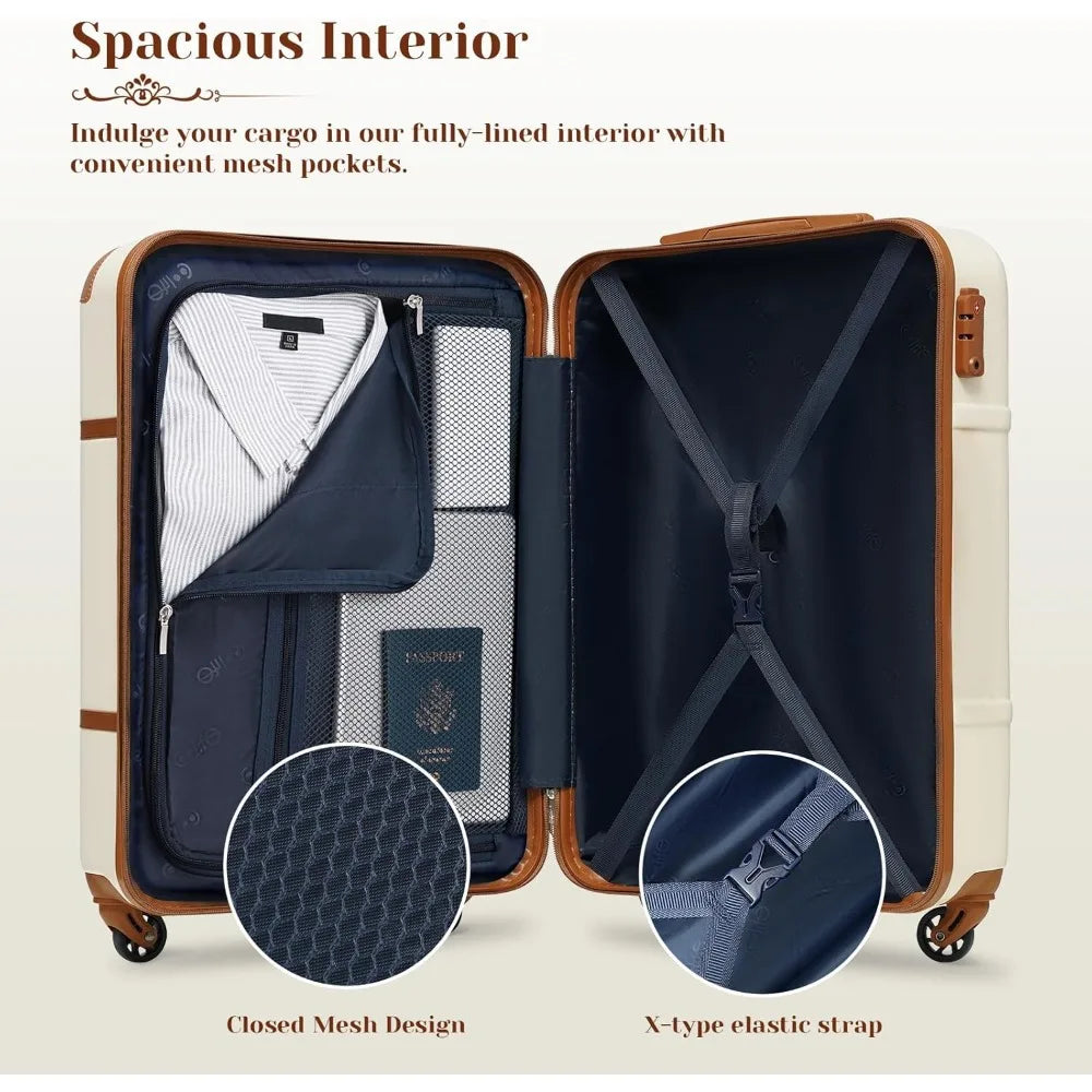 Coolife Luggage Set 3 Piece Suitcase Set Carry On Luggage PC Hardside Luggage TSA Lock Spinner Wheels Telescopic Handle