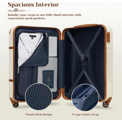 Coolife Luggage Set 3 Piece Suitcase Set Carry On Luggage PC Hardside Luggage TSA Lock Spinner Wheels Telescopic Handle