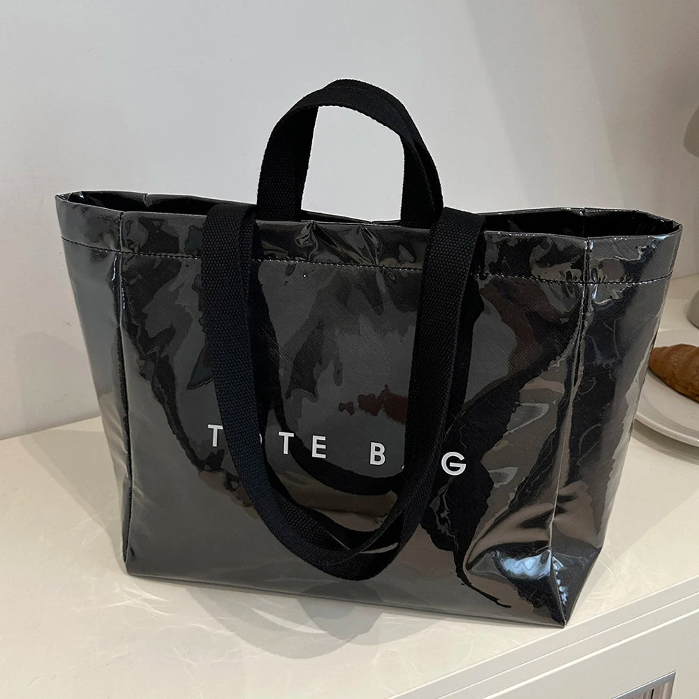 Tote Bag for Women Men Adjustable Strap Shoulder Bag with Inner Pocket Handbag Solid Satchel Bag for Work School Office