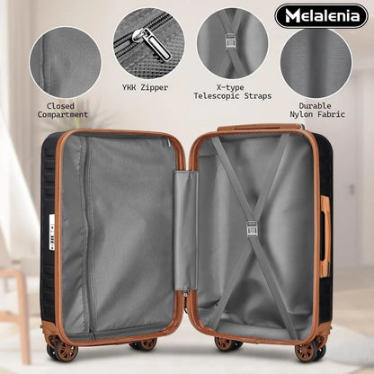 Melalenia Luggage Sets 7 Piece Suitcase Set, Hard Shell Carry on Luggage Travel Suitcases with Spinner Wheels and TSA Lock, Ligh