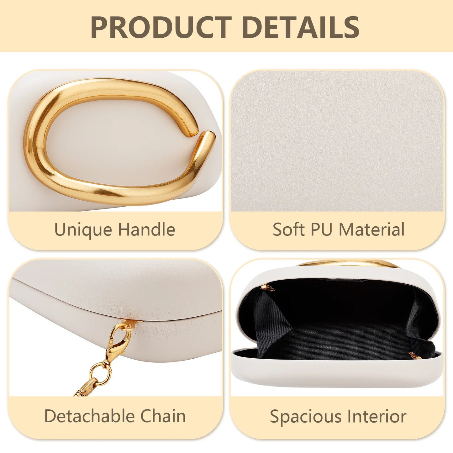PU Leather Fashion Luxury Box Clutch Handbag Women Evening Banquet Bags Wedding Party Chain Crossbody Shoulder Bag Dinner Purses