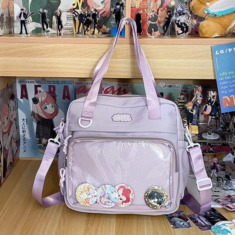 Y2K Japanese Preppy Style Shoulder Crossbody Bag New Nylon School Bags for Teenage Girls Transparent Itabag Backpacks Ita Bag