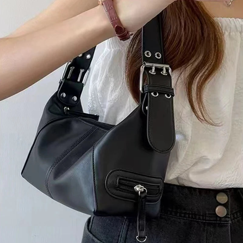 Underarm bag 2025 new style cool girl handbag European and American retro y2k street photography shoulder bag black small bag