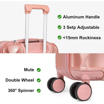 Somago Luggage Set of 3 Piece Suitcase Set Carry On Luggage with YKK Zipper TSA Lock ABS Hardside Luggage Spinner Wheels, Rose G