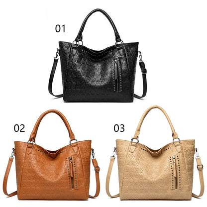 Punk Skull Shoulder Bag PU Leather Studded Fashion Handbag Large Capacity Satchel Purse for Women Work Shopping