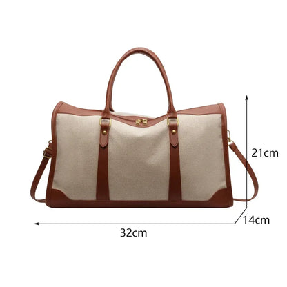 Women Travel Storage Handbag Vintage Fitness Luggage Bag Single Shoulder Crossbody Bag Large Nylon PU Leather Bag 2024 Handbags