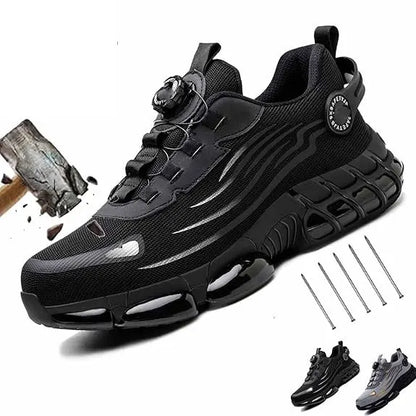 Rotating button new safety shoes for men, anti smashing and anti piercing work shoes, fashionable men's safety protection boots