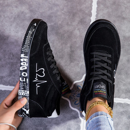 Women's Heart Design Sneakers for Women, Lace Up Soft Sole Platform Comfy Skate Shoes, Low-top Mid Top Valentine's Day Shoes, Me