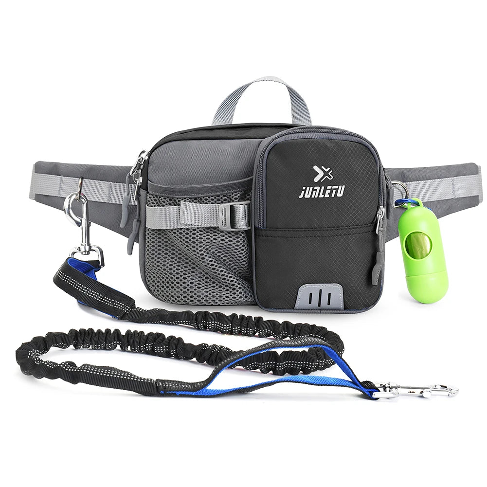 Retractable Hands Free Dog Leash with Waist Bag Adjustable Waist Belt Water Bottle Holder for Walking Jogging Running Your Dog