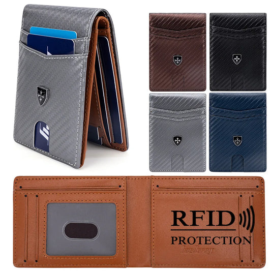 Slim Wallet for Men Leather Money Clip Mens Wallets RFID Blocking Front Pocket Bifold Credit Card Holder Purses Pocket