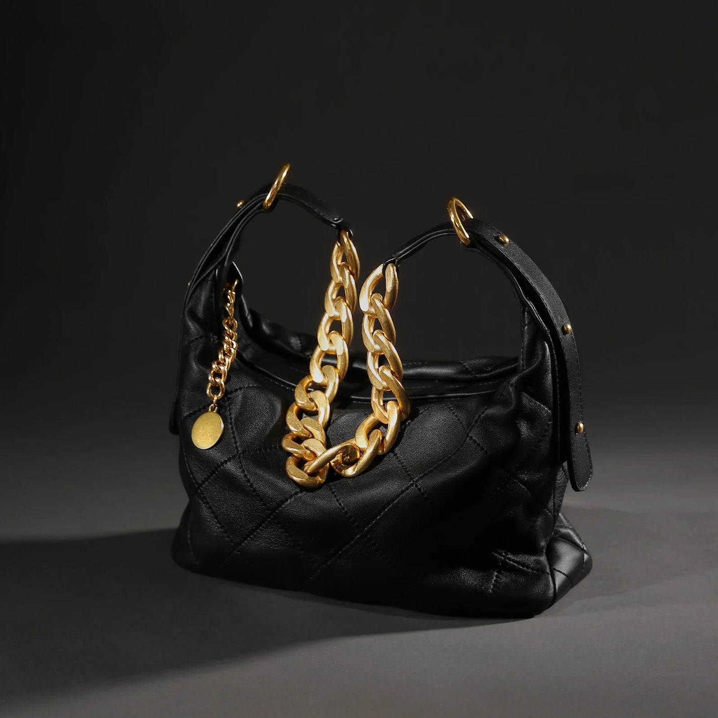 ITAMOOD Genuine Leather Shoulder Bag for Christmas Gift Luxury Branded Quilted Tote Crossbody Bag With Gold Color Chain Strap