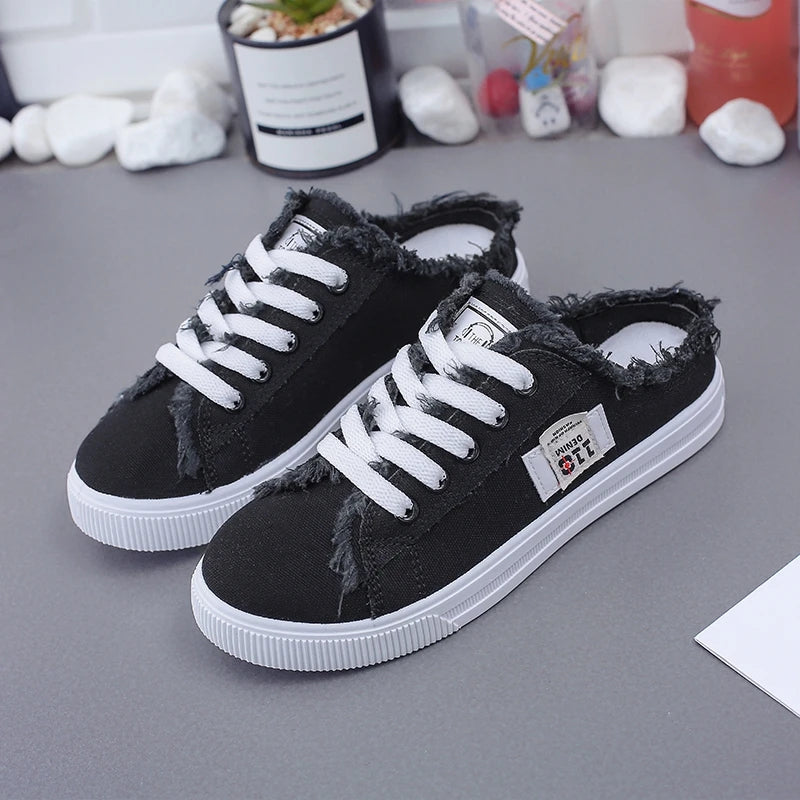 Women's lightweight and breathable solid color flat sports shoes, casual running and walking shoes