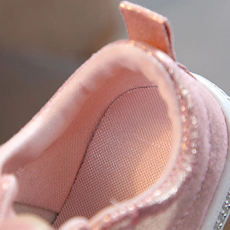 Girls Shoes Spring & Autumn  Toddler Children Baby Casual Shoes Sequins Bowknot Crystal Run Sport Sneakers Shoes For Girls