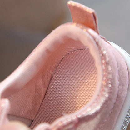 Girls Shoes Spring & Autumn  Toddler Children Baby Casual Shoes Sequins Bowknot Crystal Run Sport Sneakers Shoes For Girls