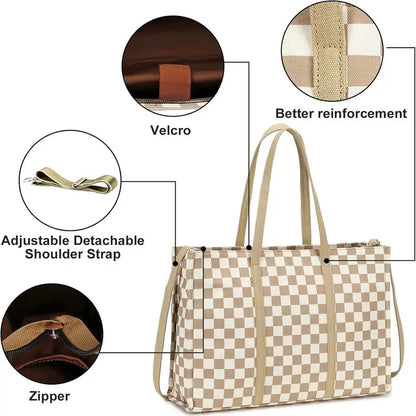 Laptop Tote Bag for Women Work 15.6 inch Canvas Shoulder Bags Computer Messenger Purse Teacher Handbag Office Briefcase