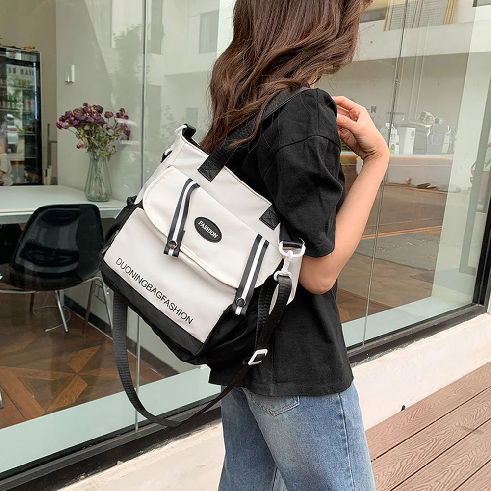 Colorblock Shoulder Bag Large Capacity School Bag Casual Shoulder Purse for Women Teen Girls Students