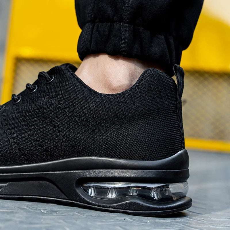 Mens Mesh Steel Toe Work Shoes Breathable Work Shoes Man Safety Shoes Lightweight Puncture-Proof Safety Shoes Hiking Sneakers