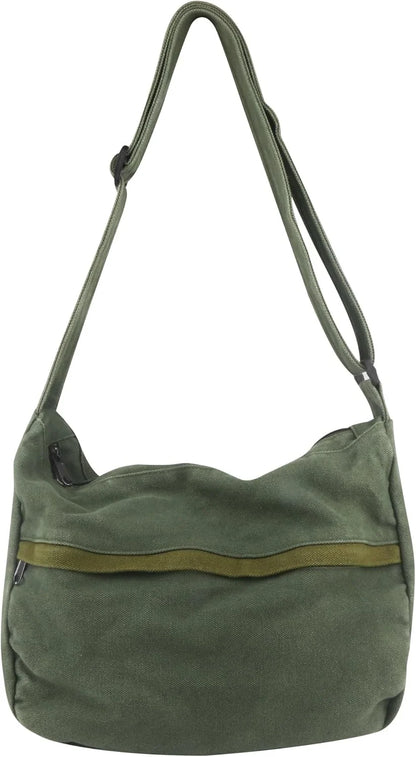 Canvas Casual Messenger Bag Hobo Crossbody Bag Canvas Shouder Tote Handbag for Women and Men