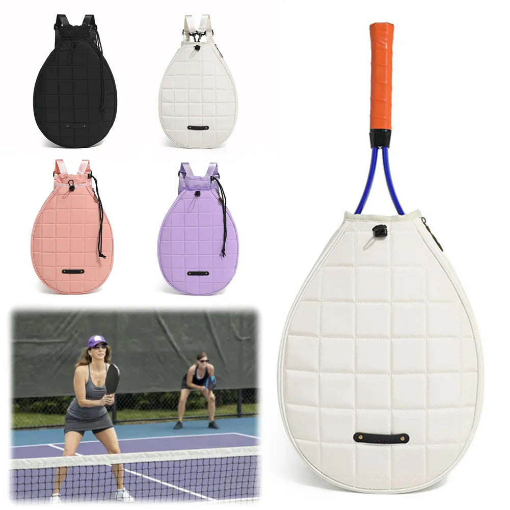 Portable Badminton Racquet Bag Zipper Closure Tennis Racquet Crossbody Bag Pickleball Paddles Shoulder Bag for Women Men
