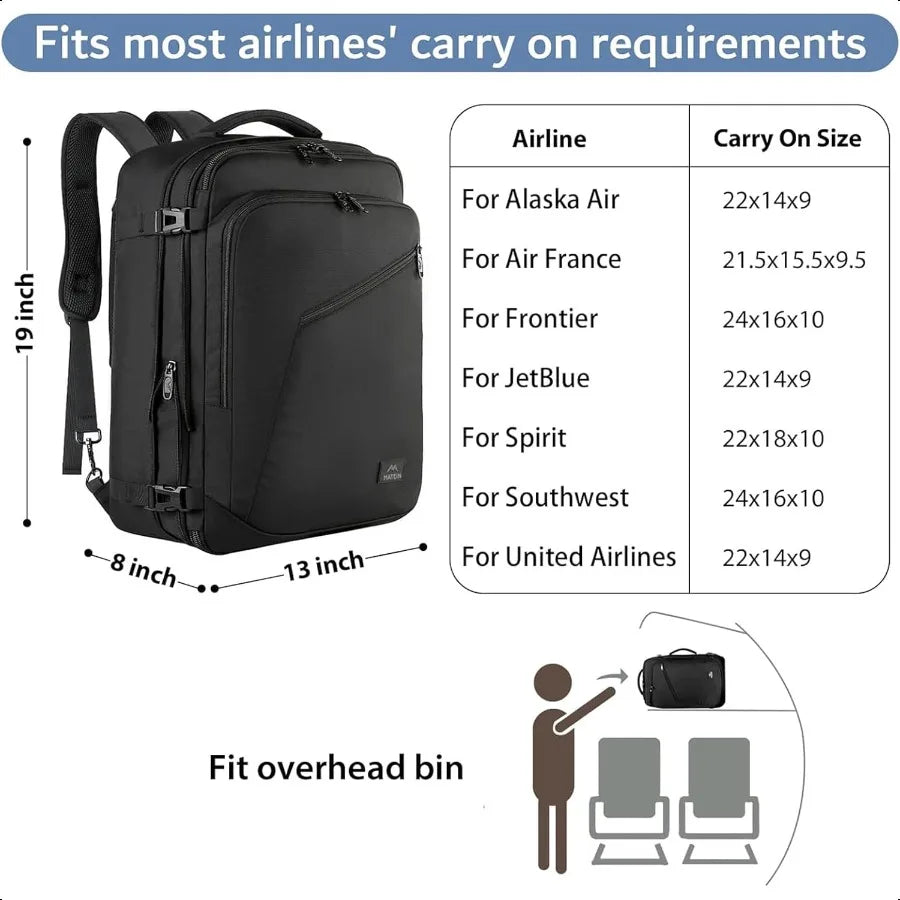 Carry on Backpack Extra Large Travel Backpack Expandable Airplane Appd Weekender Bag for Men and Women Water Resistant Lightwei