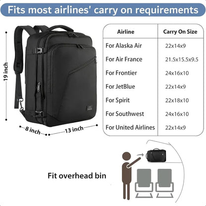 Carry on Backpack Extra Large Travel Backpack Expandable Airplane Appd Weekender Bag for Men and Women Water Resistant Lightwei