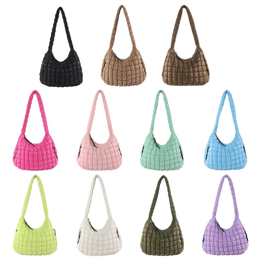 Women Cloud Hobo Bag Large Capacity Quilted Bubbles Crossbody Bag Solid Color Fashion Padded Sling Bag Messenger Bag