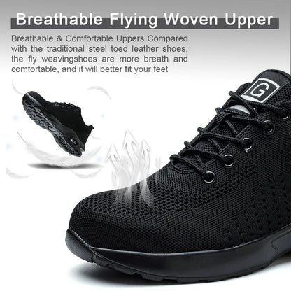 Industrial Steel Toe Safety Shoes Mens Lightweight Breathable Work Boots Anti-smash Puncture Resistant Construction Work Shoes