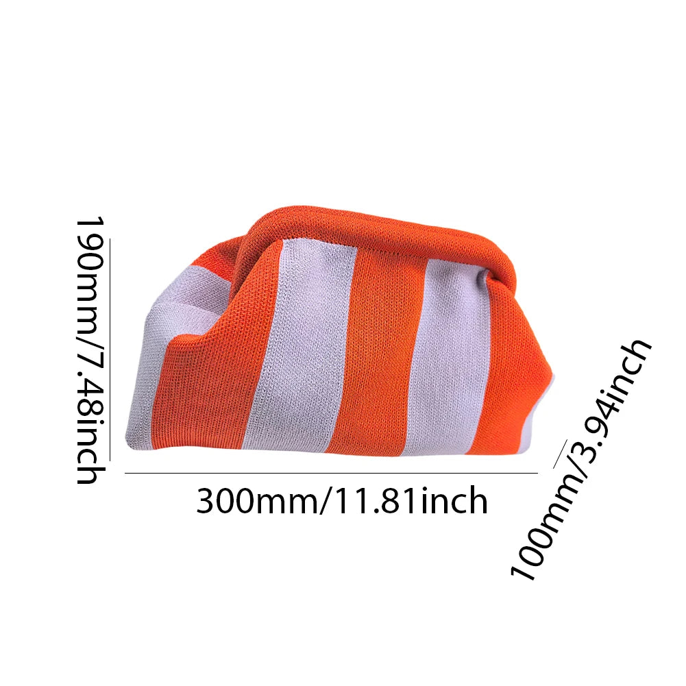 Ladies Crochet Clutch Purses Contrast Color Beach Bags Summer Woven Bags Women's Knitted Dumpling Bag Female Chic Colorblock Bag