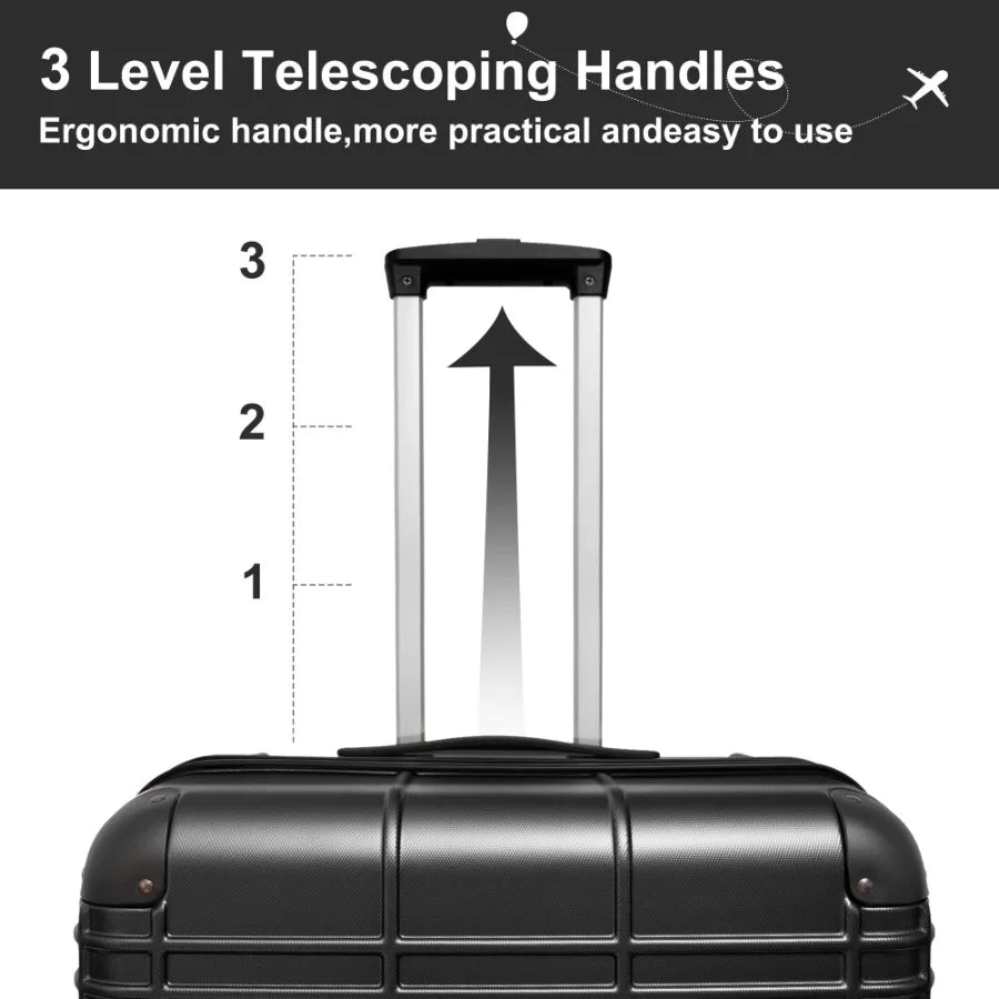 Luggage Sets ABS+PC Hardshell 4pcs Luggage Hardside Lightweight Durable Suitcase sets Spinner Wheels Suitcase with TSA Lock 12