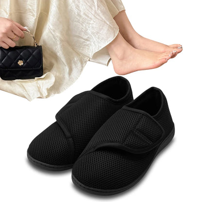 Unisex Diabetic Shoes Wide Walking Shoes Plush Lining Slip-On Orthopedic Shoes Hook and Loop Sneakers for Swollen Feet