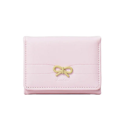 Fashion Wallets Girls Cute Bow Small Wallet Aesthetic Card Holder Classic Three Fold Purse For Women Student Simple Coin Pouch