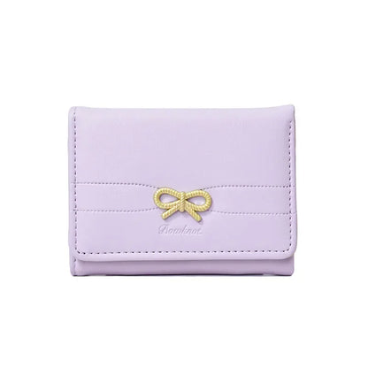 Fashion Wallets Girls Cute Bow Small Wallet Aesthetic Card Holder Classic Three Fold Purse For Women Student Simple Coin Pouch