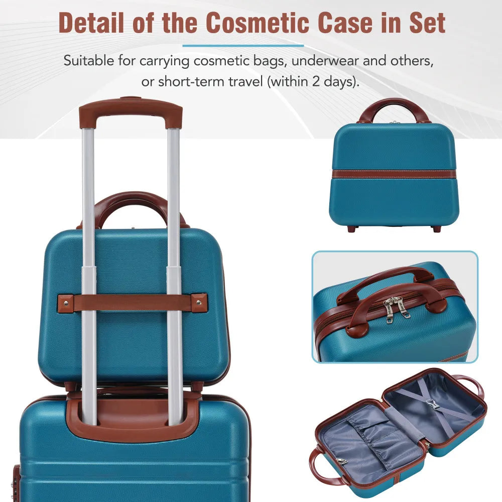 Hardshell Luggage Sets 3 Pieces 20"+24" Luggages and Cosmetic Case Spinner Suitcase with TSA Lock Lightweight