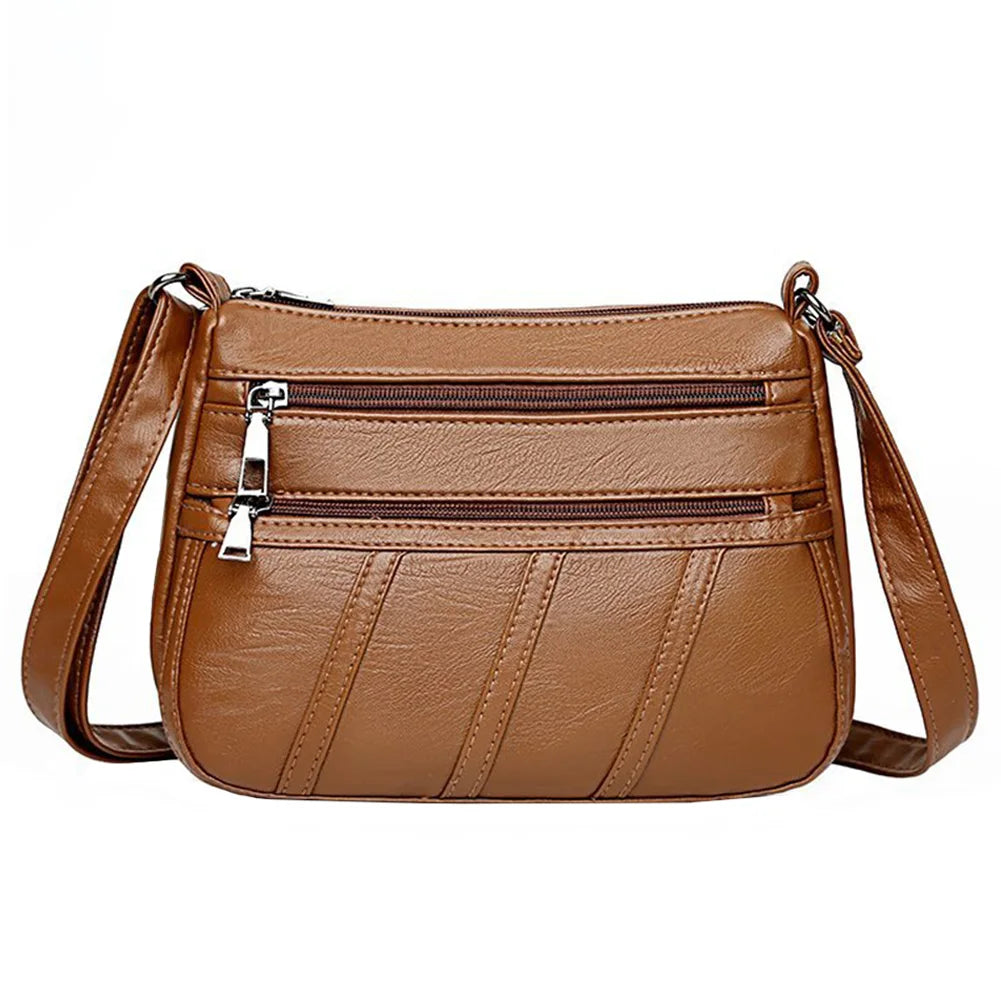 Youth Ladies Simple Versatile Bag Women PU Leather Messenger Bag Mother Solid Handbag Crossbody Multi-pocket Purse