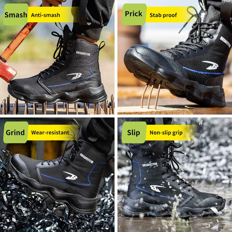 Fashionable breathable anti-smash and anti-puncture safety shoes