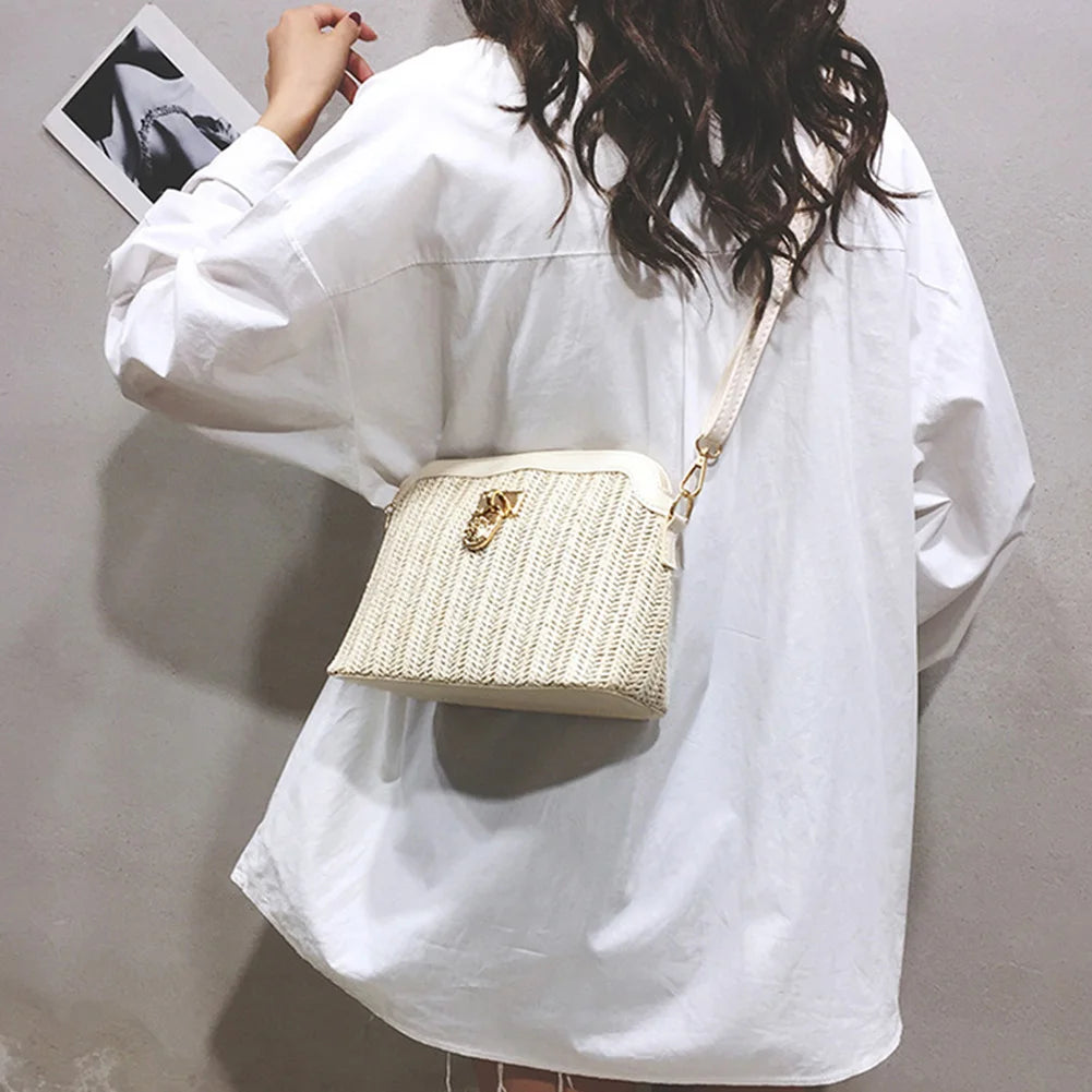 Straw Woven Messenger Bag Casual Shell Summer Beach Women Crossbody Handbags Female Shoulder Cross Body Boho Bag