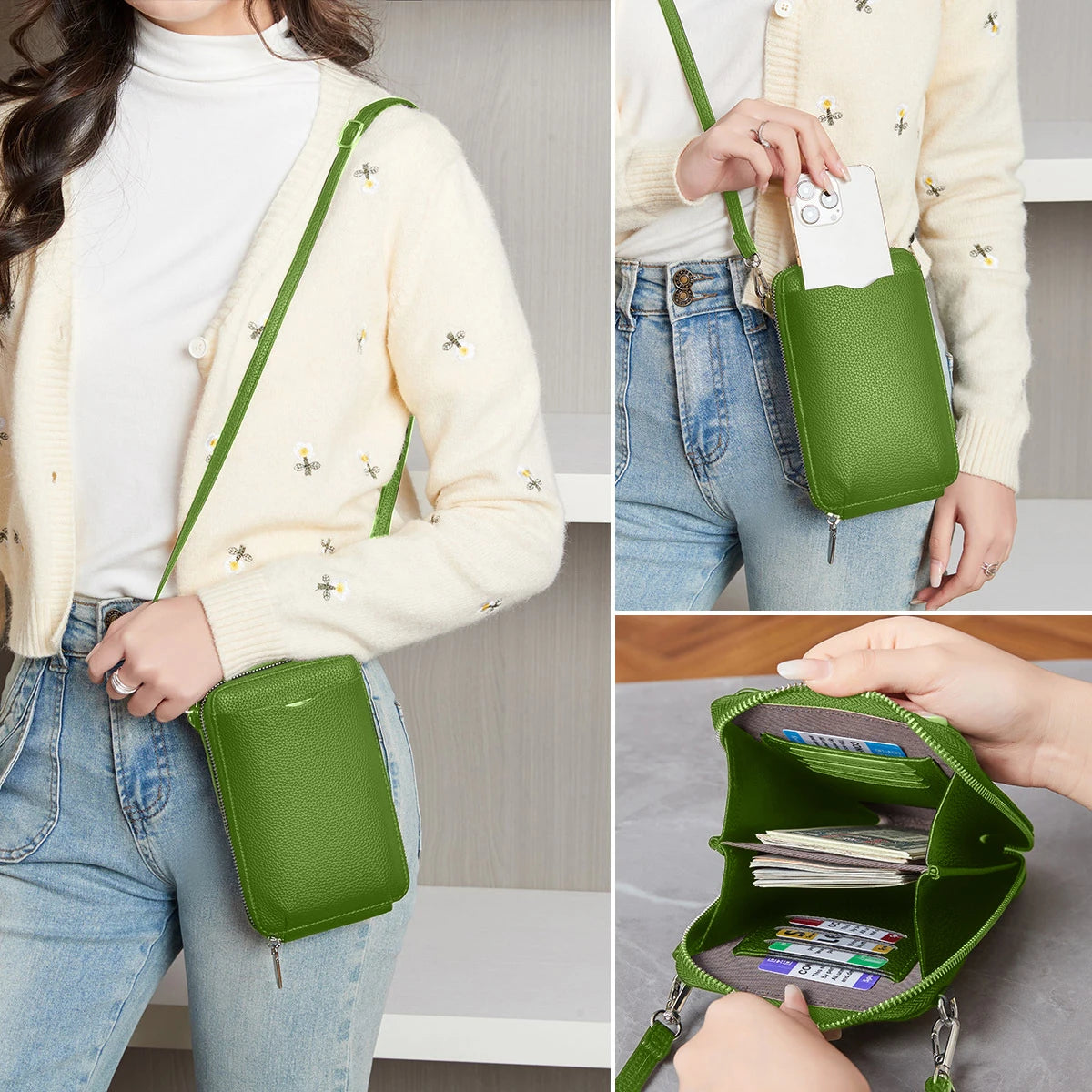 Crossbody Phone Bag Wallet small size Women's One Shoulder Adjustable Shoulder Strap, 6 Colors,