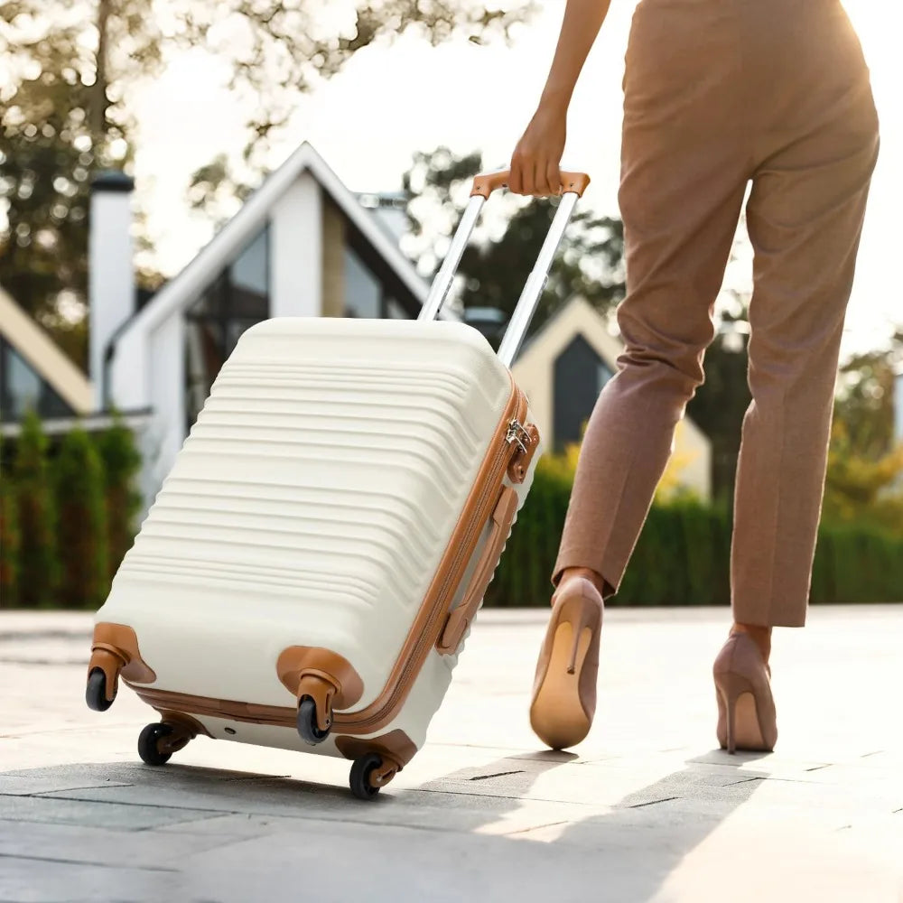 Coolife Luggage Set 3 Piece Luggage Set Carry On Suitcase Hardside Luggage with TSA Lock Spinner Wheels(Navy, 6 piece set)