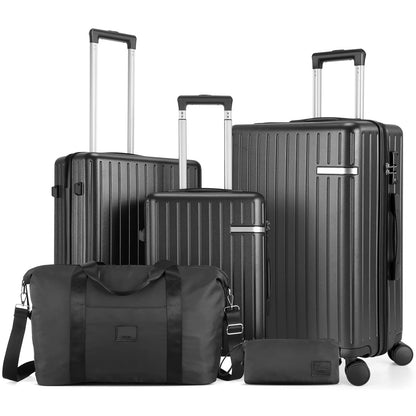 Carry on Luggage Sets 5 Piece ABS PC Suitcases with Wheels Hardshell 20/24/28 inch Luggage with Duffel Bag Travel Bag