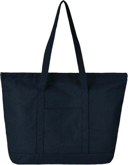 Canvas Tote Bag with External Pocket Extra Large Canvas Tote Bag Heavy Duty Grocery Shopping Bags Weekender Bag