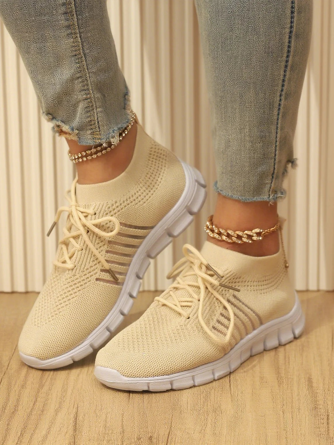 Breathable Knit Sneakers - Lightweight Walking Shoes for Women Men, Cushioned Comfort Casual Tennis Shoes, Fashion Mesh Slip On