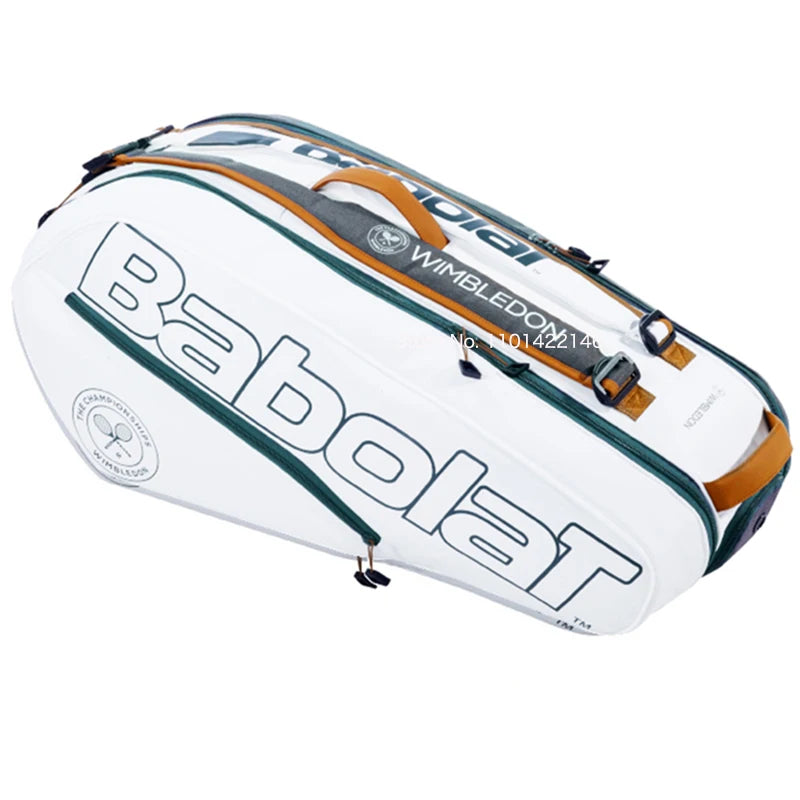 Babolat Wimbledon White Tennis Bag For Women Men With Shoe Compartment Tennis Backpack 6 Pack Professional Sports Bag