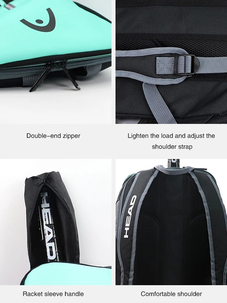 HEAD Tennis Backpack Outdoor Sport Bag Tennis Bag Badminton Gymbag Backpack Original Tennis Backpack With Separated Shoe Bag