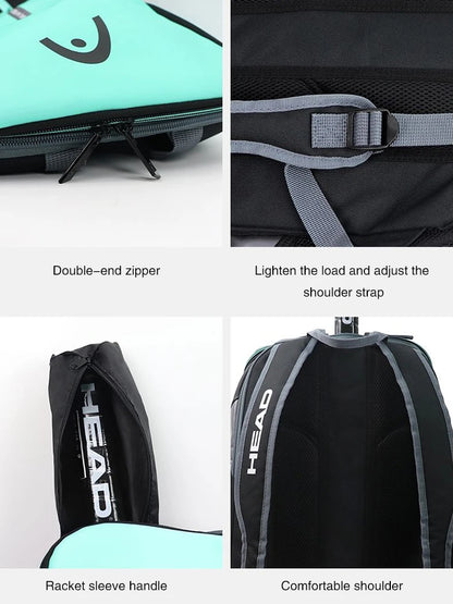 HEAD Tennis Backpack Outdoor Sport Bag Tennis Bag Badminton Gymbag Backpack Original Tennis Backpack With Separated Shoe Bag