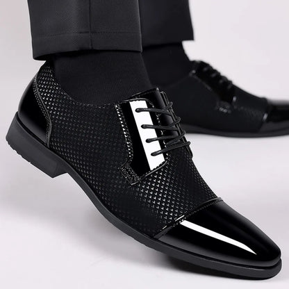 Men's Dress Shoes Classic Lace-up Formal Oxfords Modern Tuxedo Business Casual Scale Pattern Comfort Formal Shoes for Men