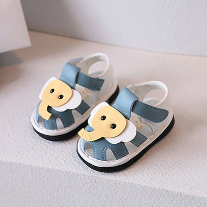 Toddler Boys Girls Cute Dinosaur Anti-Slip Sandals Summer Soft Sole Closed Toe Flats Walking Shoes for Baby Infant Kids